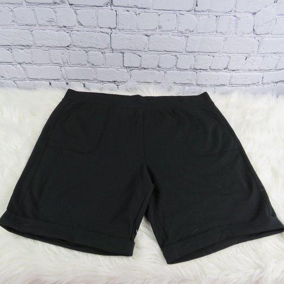 Denim&Co Pants - Women's French Terry Casual Shorts w/ Pockets - Black